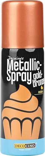 DECOCINO Metallic Spray Gold-Bronze - 30 ml - essbare Metallic-Farbspray zum Färben und Dekorieren von Kuchen, Torten, Cupcakes und Fondant - vegan von DECOCINO