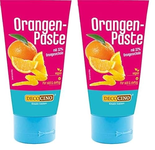 DECOCINO Orangenpaste 50g vegane, natürliche Aromapaste mit geriebenen Orangenschalen – zum Backen für Kuchen, Cremes, Toppings und Desserts (Packung mit 2) von DECOCINO