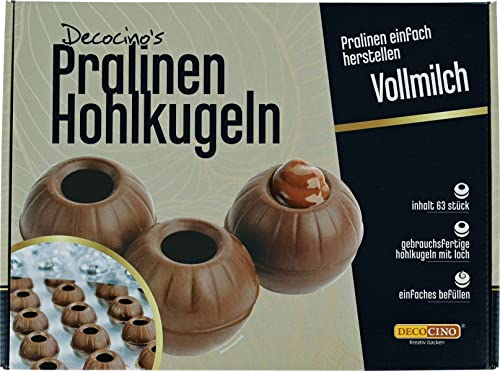 DECOCINO Pralinen-Hohlkörper (63 Stk) – Vollmilch Schokolade – Form | selber machen – ideale -Hohlkugeln für Weihnachts von DECOCINO