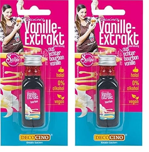 DECOCINO Vanille-Extrakt (20 ml) natürlicher Vanille Geschmack ohne Alkohol, aus Madagascar Bourbon – für Kuchen, Torten und Getränke – Vegan (Packung mit 2) von DECOCINO