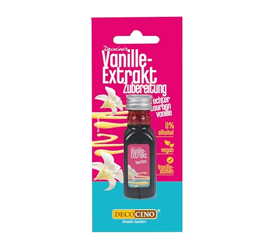 DECOCINO Vanille-Extrakt (20 ml) natürlicher Vanille Geschmack ohne Alkohol, aus Madagascar Bourbon – für Kuchen, Torten und Getränke – Vegan von DECOCINO