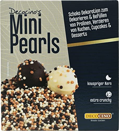 Decocino Mini Pearls - 60 g - Knusprige Schokoperlen aus Premium-Schokolade, zum Dekorieren & Befüllen von Pralinen, Trüffeln, Kuchen Cupcakes von DECOCINO