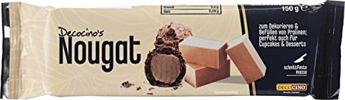 Decocino Nougat - 150 g - Premium Nuss-Nougat mit 33% Haselnuss, zum Füllen von Pralinen & Trüffel oder Dekorieren Kuchen, Torten Desserts von DECOCINO