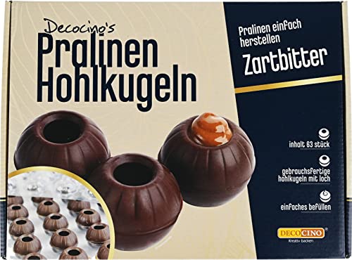 Decocino Pralinen-Hohlkörper (63 Stk) – Zartbitter Schokolade – Pralinen-Form |Pralinen selber machen – ideale Pralinen-Hohlkugeln für Weihnachts-Pralinen von DECOCINO