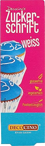 Decocino Zuckerschrift in Weiß Lebensmittelfarben-Schrift praktische Tube zur Beschriftung von Fondant & Glasuren Back-Deko für Torten, Kuchen & Cup-Cakes! von DECOCINO