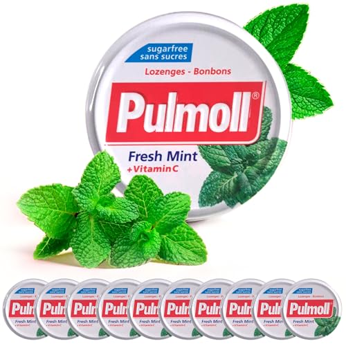 10 x 45g PULMOLL Fresh Mint + Vitamin C (Sugar Free) with Gift from Dekond von DEKOND