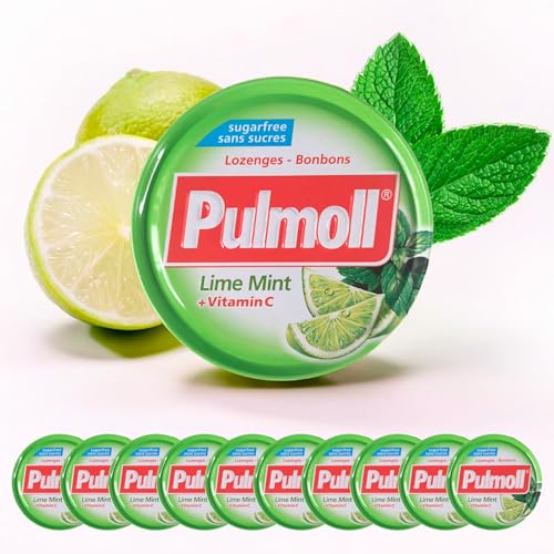 10 x 45g PULMOLL Lime + Mint + Vitamin C (Sugar Free) with Gift from Dekond von DEKOND