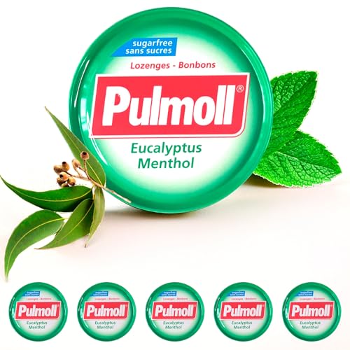 5 x 45g PULMOLL Eucalyptus + Menthol (Sugar Free) with Gift from Dekond von DEKOND