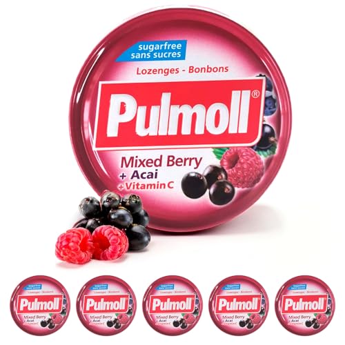 5 x 45g PULMOLL Mixed Berry + Vitamin C (Sugar Free) with Gift from Dekond von DEKOND