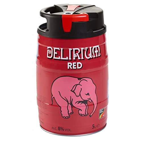 Delirium ROT - Tief dunkelrote Farbe, mit einem hellrosa, kompakten und an der Wand haftenden Kopf. Original belgisches Bier - 5L Fass von DELIRIUM TREMENS HUYGHE