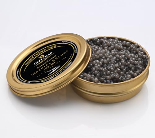 Deltamar Premium Authentic Beluga Classical Caviar Exquisite Finest caviar from Beluga Sturgeon Huso Huso, Der Artikel entspricht den Anforderungen und verfügt über die CITES-Zertifizierung. (100 gm) von DELTAMAR