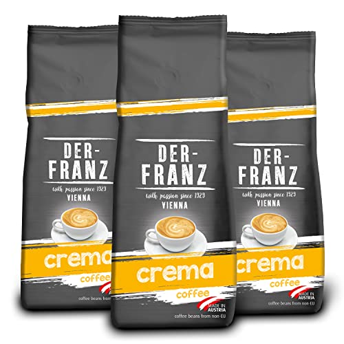 DER-FRANZ Kaffee Crema, Intensität 4/5, 100% Arabica, ganze Kaffeebohnen, 3 x 500 g von Der-Franz