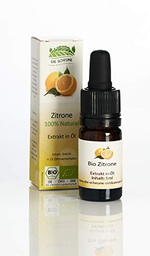 Die Scheune GmbH - Bio Zitronen Aroma 100% natürlich (5ml) zuckerfrei entspricht etwa 15 Bio Zitronenschalen; Bio-Kontrollstelle: DE-ÖKO-006 von DIE SCHEUNE DELIKATESSEN