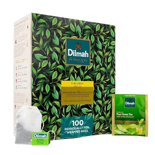 Dilmah - Grüner Tee - 100 Teebeutel - Premium Grüner Tee aus Ceylon – Geschmack Mild und erfrischend - Teeblätter handgepflückt in Sri Lanka - Gourmet Green Tea (150 g) von DILMAH