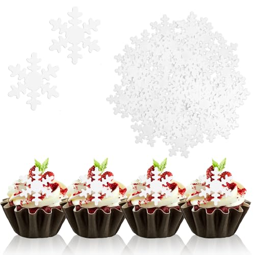 50 Stück Schneeflocken Tortendeko 3D Weiße Weihnachts Schneeflocken Kuchen Deko Damen Mädchen Geburtstagskuchen Cupcake Topper für Weihnachten Geburtstagsfeier Heimdekoration von DIVINA VITAE