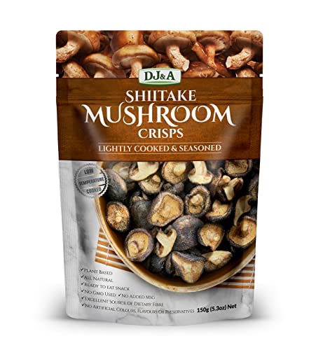 DJ&A Shiitake Champignon Crisps leicht gekocht Seasoned Snack Natural 150g von DJ&A