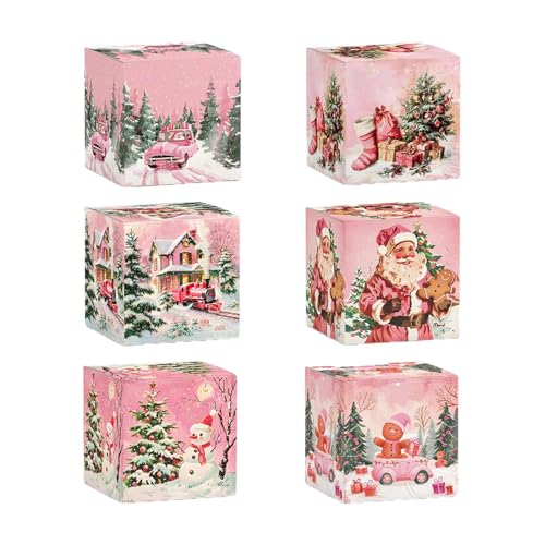 Christmas Treat Boxes, Christmas Cookie Boxes, Small Pink Food Packaging Containers, 6X Candy Boxes Party Favor For Party Supplies Holiday Cookie Containers For Family Friends von DNCG