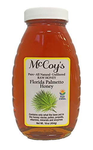 Raw Honey - Pure All Natural Unfiltered & Unpasteurized - McCoy's Honey Florida Palmetto Honey Jar 16oz von DOGNNAK