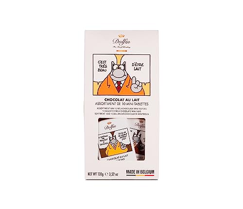 Dolfin Le Chat Assortiment de 10 Mini Tablettes au Chocolat au Lait - Boite Cadeau Amusante de Mini-tablettes de Chocolat - Chocolat Onctueux, Décadent & Crémeux - Fait en Belgique, 10 Pièces… von DOLFIN