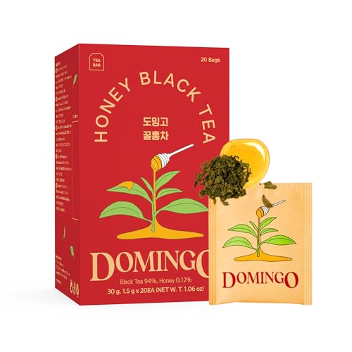 DOMINGO Schwarzer Tee mit Honig, einzeln verpackte Teebeutel, 20er-Packung, reichhaltige und aromatische Mischung… von DOMINGO