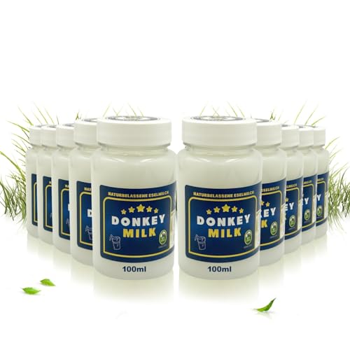 DON DONKEY'S® Eselsmilch 1L | 10 x 100ml Flaschen | Frische Rohmilch für Ernährung & Hautpflege | Gekühlter Versand für Frische & Qualität | Laktosearme Milch für empfindliche Haut & Allergiker von DON DONKEY'S