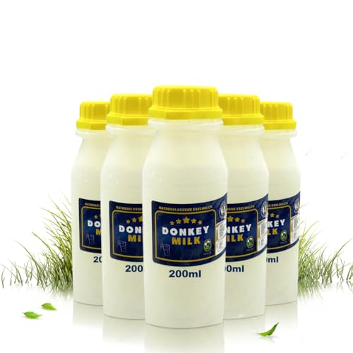 DON DONKEY'S® Eselsmilch 1L | 5 x 200ml Flaschen | Frische Rohmilch für Hautpflege & Ernährung | Gekühlter Versand für Frische & Qualität | Laktosearme Milch für empfindliche Haut & Allergiker von DON DONKEY'S