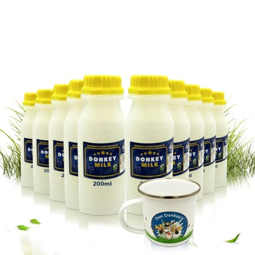 DON DONKEY'S® Eselsmilch 2L | 10x200ml Flaschen | Frische Rohmilch für Hautpflege & Ernährung | Laktosearme Milch für empfindliche Haut & Allergiker | Gekühlter Versand für beste Frische & Nährstoffe von DON DONKEY'S