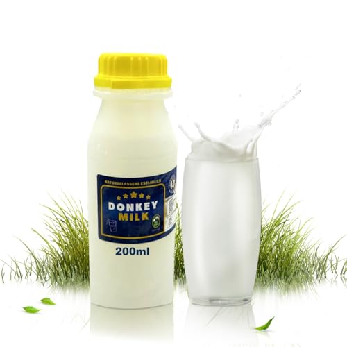 DON DONKEY'S® Eselsmilch 200ml | Frische Rohmilch in 200ml Flasche | Für Ernährung & Hautpflege | Gekühlter Versand für Frische & Qualität | Laktosearme Milch für empfindliche Haut & Allergiker von DON DONKEY'S