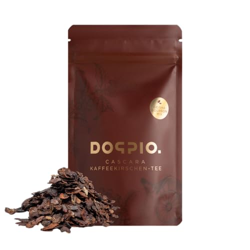 Cascara Kaffeekirschen-Tee | Fruchtiger Geschmack | Hochwertige Kaffeekirschenhüllen | Anregend & Gesund | nachhaltig & koffeinhaltiger Tee | Früchtetee, Kaffeeersatz, Kaffeekirschentee | 100g von DOPPIO