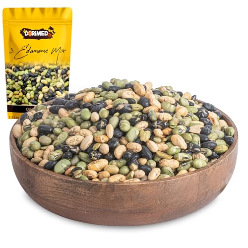 Edamame-Bohnen 1 Kg I Mischung aus 3 gerösteten, leicht gesalzenen Sojabohnen 1 kg I Glutenfrei I Schmackhafte natürliche getrocknete Bohnen I Geeignet für Veganer I Snacks und Zwischenmahlzeiten von DORiMED