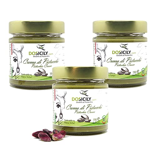 DOSICILY.COM - "Gioielli al pistacchio - Trio Of Pistachio Cream ELITE Sicilia Handwerklicher Aufstrich für Süßigkeiten und Rezepte mit Pistazien 3 x 190g von DOSICILY.COM - "Gioielli al pistacchio