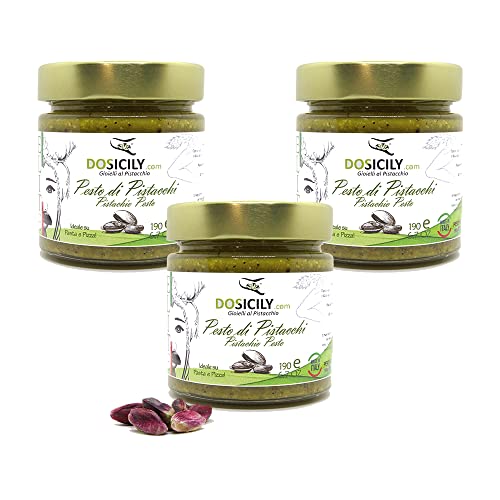 DOSICILY.COM - "Gioielli al pistacchio - Trio aus sizilianischem Pistazien-Pesto 190 g Packung mit 3 Stück, hergestellt in Bronte, hervorragendes Gewürz für Pasta, Pizza, Fleisch und Fisch von DOSICILY.COM - "Gioielli al pistacchio