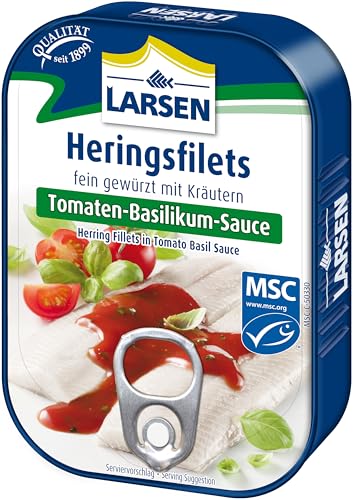 Larsen MSC Heringsfilets Tomaten-Basilikum-Sauce, 12 x 110g von DOVGAN GmbH