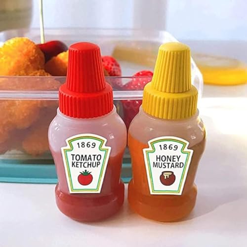 DPWOUM 25ml Mini Tomaten Ketchup Flaschen Tragbare Sauce Container Salat Dressing Container Speisekammer Behälter für Bento Box 2pcs Gewürzgläser Aufbewahrung Organisation von DPWOUM