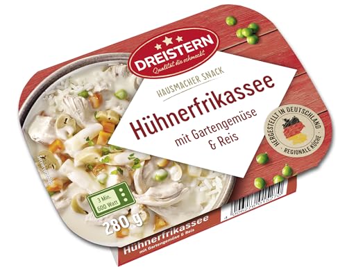 DREISTERN Hühnerfrikassee mit Reis und Gartengemüse Snack aus der Little Hot Kitchen schnell & einfach zubereitet 280 g von DREISTERN