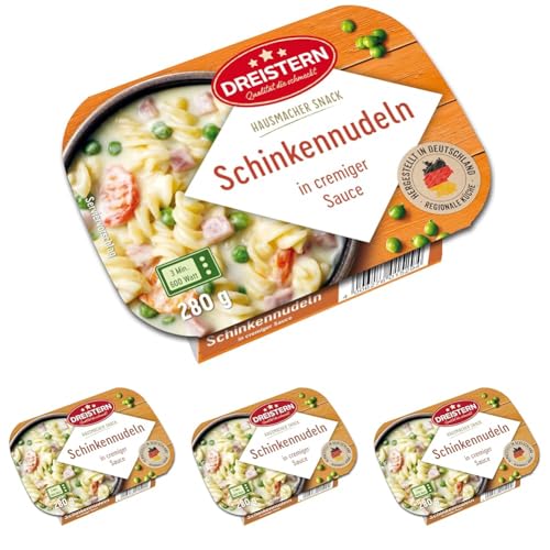 DREISTERN Schinkennudeln | Snack Aus Der Little Hot Kitchen | Schnell & Einfach Zubereitet (Packung mit 4) von DREISTERN