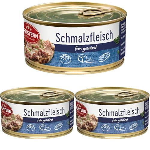 DREISTERN Schmalzfleisch 300g I leckeres Schmalzfleisch in der praktischen recycelbaren Konservendose I Als Brotbelag (Packung mit 3) von DREISTERN