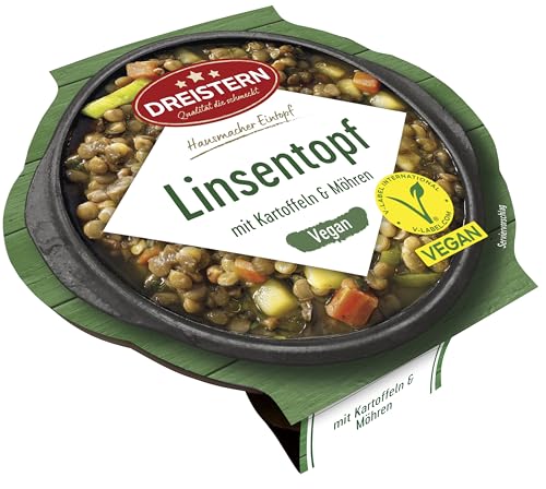 DREISTERN Veganer Linseneintopf 400g | Recyclebare Mikrowellenschale | Veganes Fertiggericht von DREISTERN