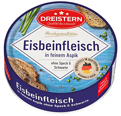 Dreistern Eisbeinfleisch in der 200 Gramm Konservendose | mit praktischem Ring Pull | lecker auf Brot oder im Salat (Packung mit 10) von DREISTERN