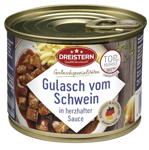 Dreistern Gulasch vom Schwein in herzhafter Sauce, 500g (Packung mit 6) von DREISTERN