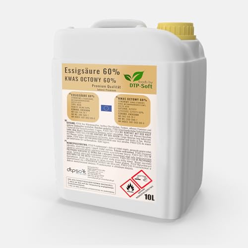 10L Essigsäure 60% Premium Qualität Essigessenz 60% | 10 Liter Essigessenz von DTP-SOFT