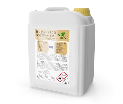 20L Essigsäure 60% Premium Qualität Essigessenz 60% | 20 Liter Essigessenz von DTP-SOFT