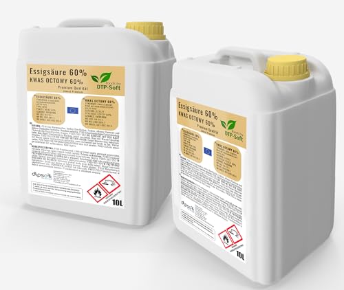 20L Essigsäure 60% Premium Qualität Essigessenz 60% | 2x10 Liter Essigessenz von DTP-SOFT