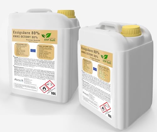 20L Essigsäure 80% Premium Qualität Essigessenz 80% | 2x10 Liter Essigessenz von DTP-SOFT