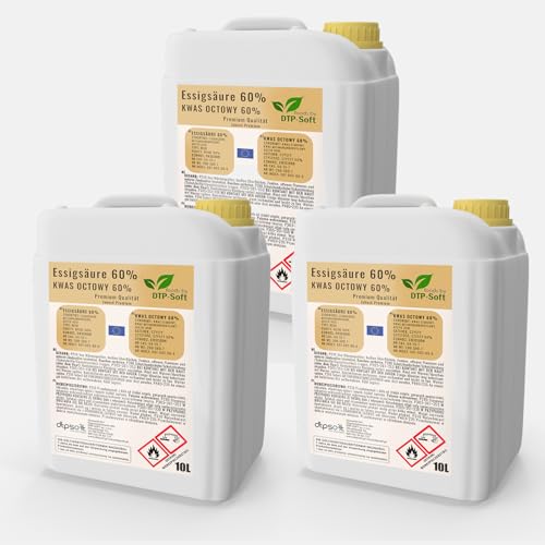 30L Essigsäure 60% Premium Qualität Essigessenz 60% | 3x10 Liter Essigessenz von DTP-SOFT