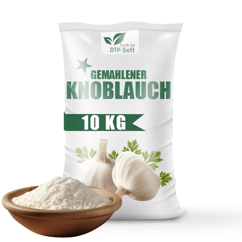 Premium Gemahlener Knoblauch | Knoblauchpulver 100% Natürlich | Ohne Zusätze | Ideal für Kochen, Backen und Marinieren | Hochwertige Gewürze (10kg) von DTP-SOFT