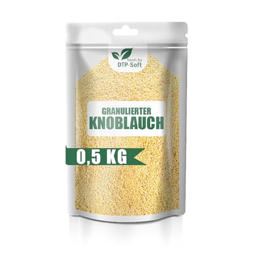 Premium Granulierter Knoblauch G1 | Knoblauch granuliert | 100% Natürlich | Ohne Zusätze | Ideal für Kochen, Backen und Marinieren | Hochwertige Gewürze (500g) von DTP-SOFT