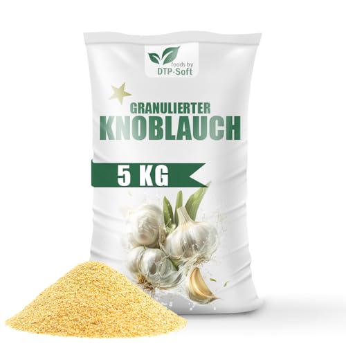 Premium Granulierter Knoblauch G1 | Knoblauch granuliert | 100% Natürlich | Ohne Zusätze | Ideal für Kochen, Backen und Marinieren | Hochwertige Gewürze (5kg) von DTP-SOFT