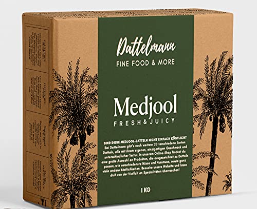 Medjool Datteln 1Kg | 100% Natürlich & Gesund | Ramadan Geschenk | Palmyra Delights | Mit Kern | Trockenobst | Jumbo Datteln | Glutenfrei | Vegan 1Kg | süß von DTTLMN