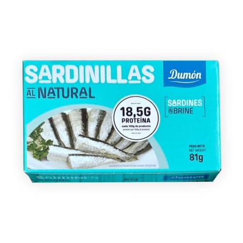 DUMON - 25 Einheiten von 90 Gramm natürlichen Sardinen in Dosen. Proteinreiche Fischkonserven, Premium Sardinen. Fischkonserven in eigenem Saft. von DUMON